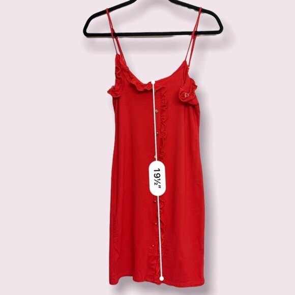 Y2K Mini Dress Red Ruffles Spaghetti Straps Summer Bodycon NWT Womens Size Large - Picture 6 of 7